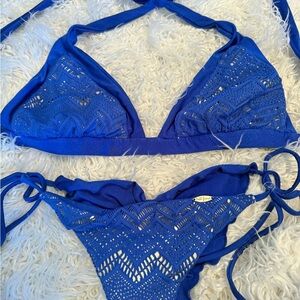 Luli Fama Royal Blue Crochet Bikini